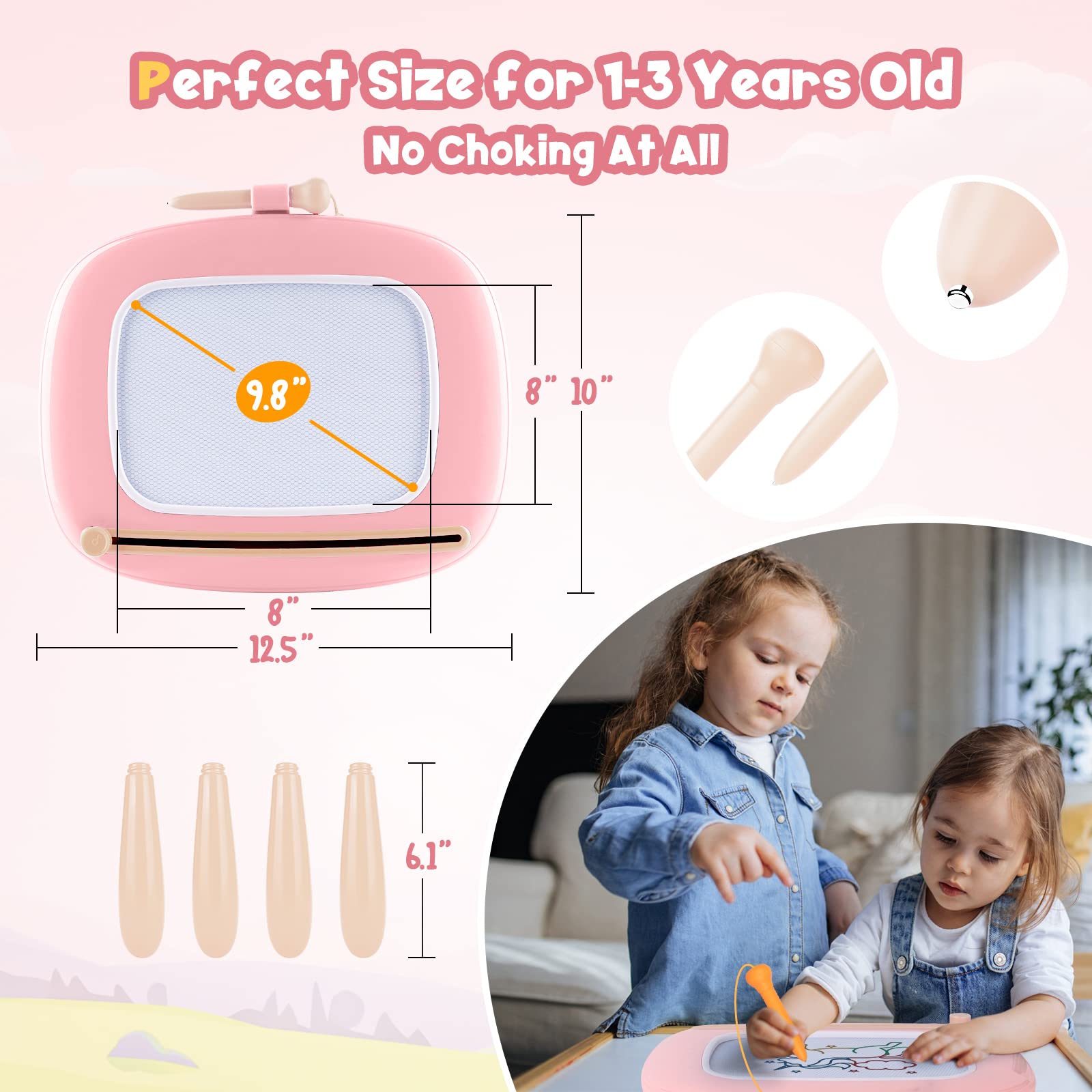Magnetic Drawing Board for Toddlers 1-3 Years - Erasable Doodle Toy for Girls - Perfect Gift & Learning Tool for Home & Travel