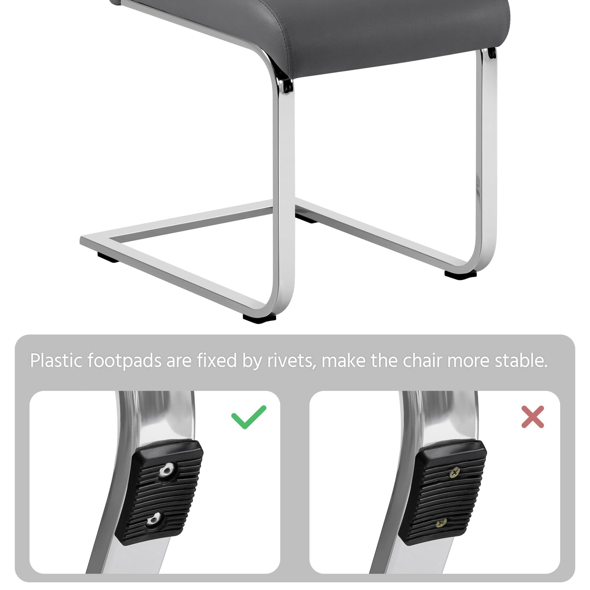 Yaheetech 4-Piece Modern High Back Dining Chairs Set - Leather Upholstered Seats with Metal Legs for Kitchen, Living Room & Dining Room - Dark Gray - Perfect for Family Gatherings & Dinner Parties