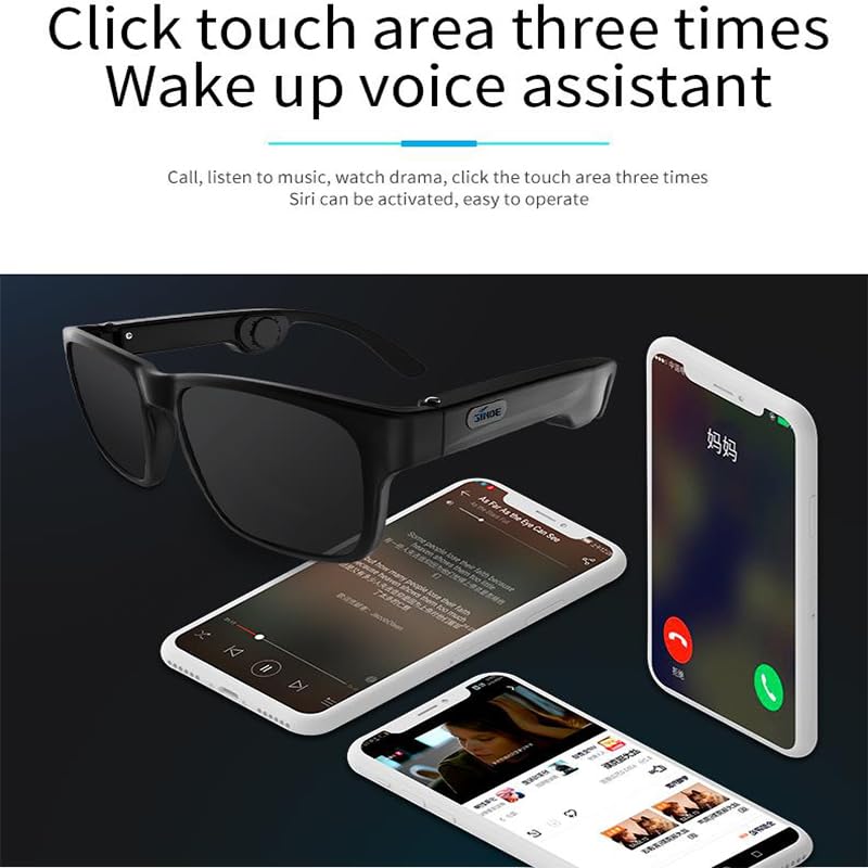 NMVB Smart Glasses with Bone Conduction Technology - Wireless Bluetooth 5.0 Stereo Headphones & Polarized Sunglasses - Compatible with Prescription Lenses - Perfect for Running, Cycling, and Outdoor Activities