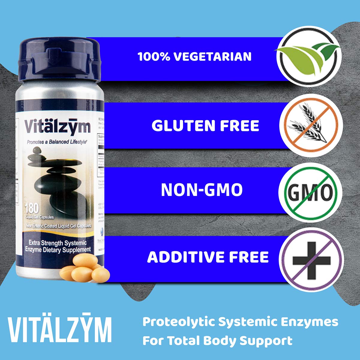Proteolytic Systemic Enzymes Liquid Gel Capsules with Serrapeptase - 180 Caps for Immune Support, Joint Health & Natural Pain Relief | Fertility Supplement for Men & Women | Ideal for Post-Workout Recovery & Daily Wellness