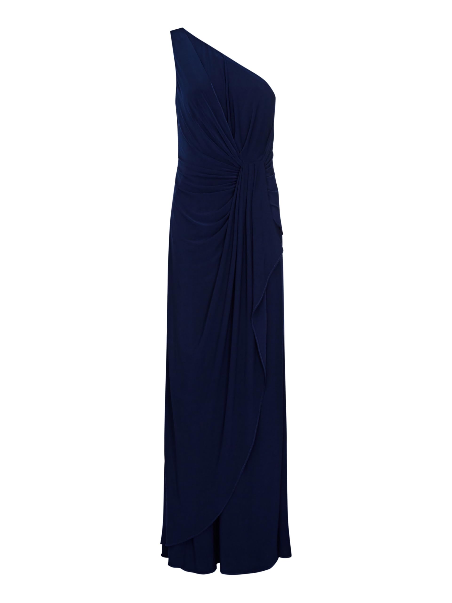 Adrianna Papell Women's One Shoulder Jersey Dress in Midnight Blue - Elegant Evening Gown for Cocktail Parties, Weddings & Special Occasions