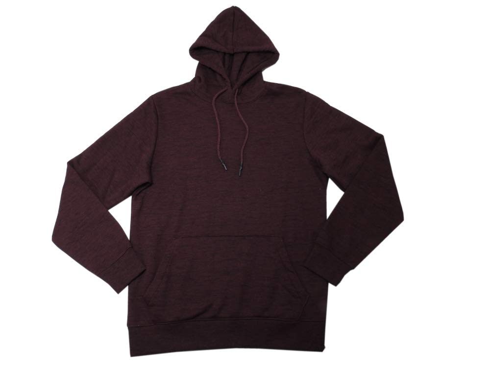 Evergreen Men's Small Long Sleeve Cotton Blend Pullover Hoodie - Wine Heather Color, Comfortable Casual Wear for Outdoor Activities & Lounge