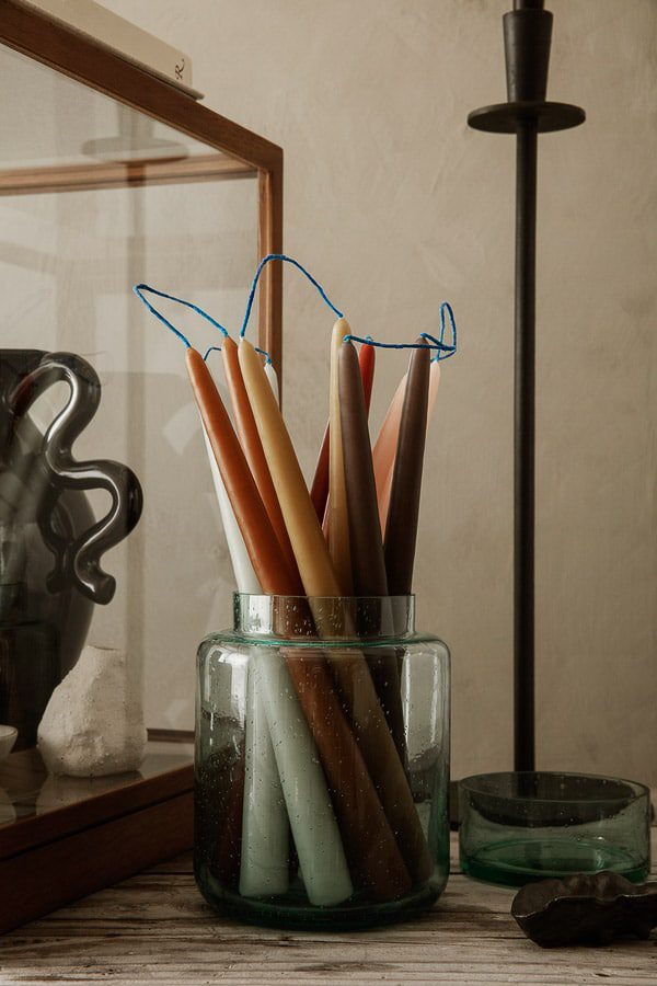 Premium ferm LIVING Dipped Candles - Set of 2 Natural Straw Scented Candles for Home Decor, Romantic Dinner & Relaxation