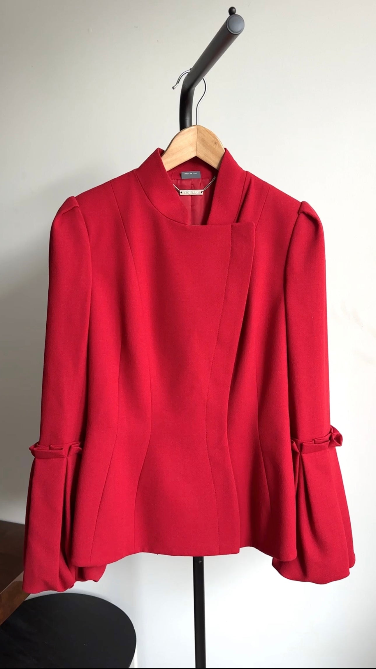 Alexander McQueen Red Wool Bell Sleeve Jacket Women's Size IT44 (US 8) - Elegant Office Wear & Evening Party Outfit