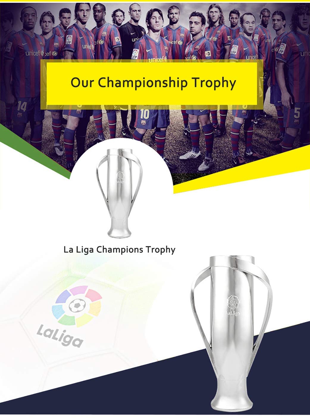 La Liga Champions Trophy Replica - 44cm Resin Soccer Trophy for Collectors, Souvenirs & Home Decor | Perfect for Football Fans, Awards & Sports Room Display