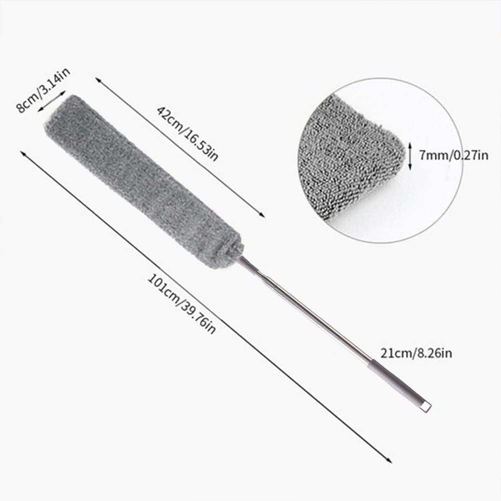 Retractable Gap Dust Cleaner - Microfiber Duster for Fridge, Appliances & Home Cleaning (55.2in, Grey) - Perfect for Kitchen, Bedroom & Tight Spaces