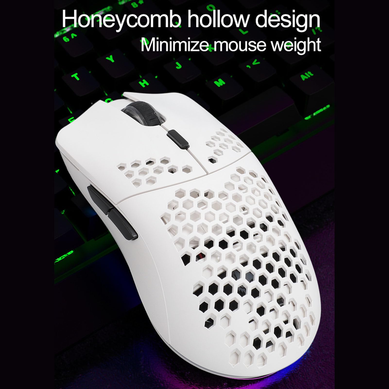 Lightweight RGB Gaming Mouse with Optical Sensor - 2.4G Wireless PC Gaming Mouse with 7 Programmable Buttons for Esports, FPS, MOBA & MMO Games