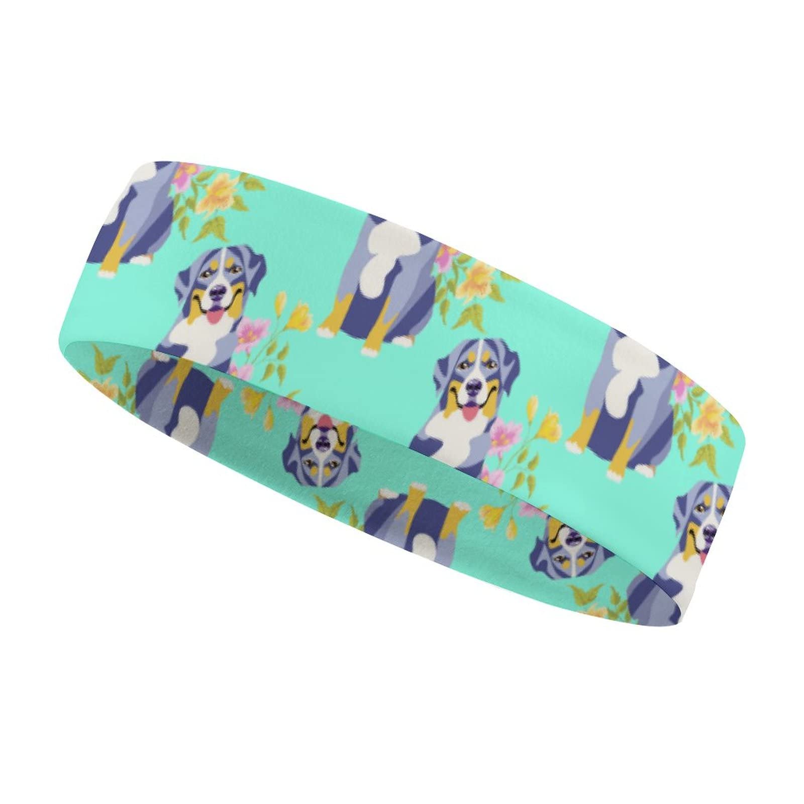 Non-Slip Running Headband for Men - Moisture Wicking Sports Headband for Workouts & Jogging - Bernese Mountain Dog Mint Green