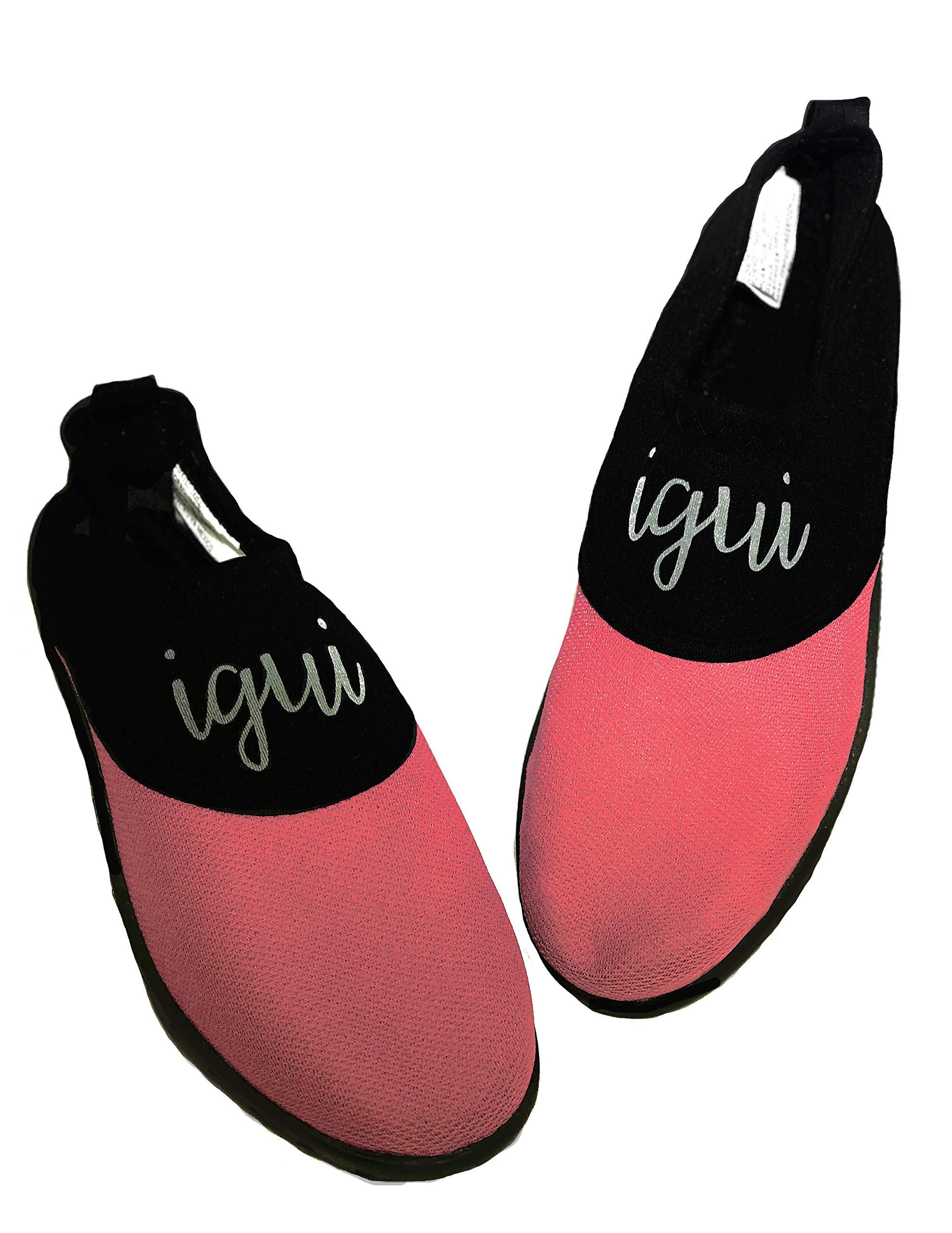 **Women's Aqua Water Shoes - Lightweight Quick-Dry Pink & Black Diamond Design for Beach, Pool, Surfing & Outdoor Activities (1 Pair)**