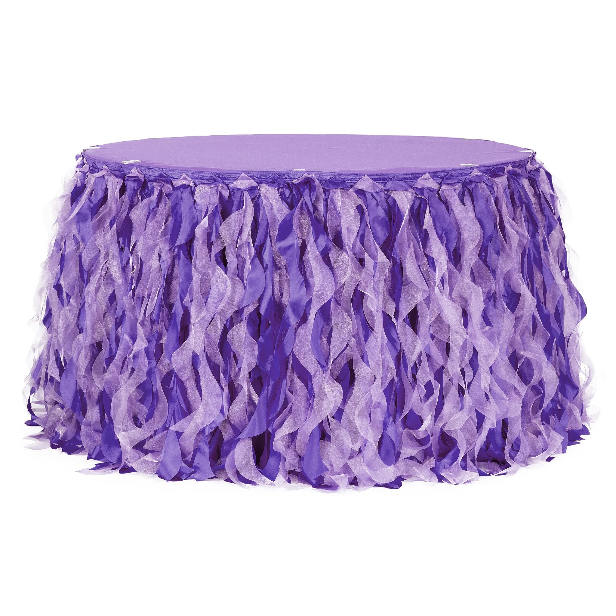 21Ft Purple Curly Willow Table Skirt for Weddings, Quinceaneras & Birthday Parties - Elegant Table Decoration for Banquets, Baby Showers & Special Events