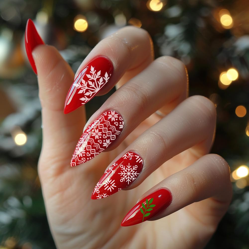5pcs Christmas Nail Stamping Plates Set - 128 Festive Patterns (Reindeer, Snowman, Snowflake, Bell) | Stainless Steel Nail Art Stencils for Professional Manicure & Salon | Perfect for Holiday Nail Designs, DIY Christmas Gifts & Winter Party Looks