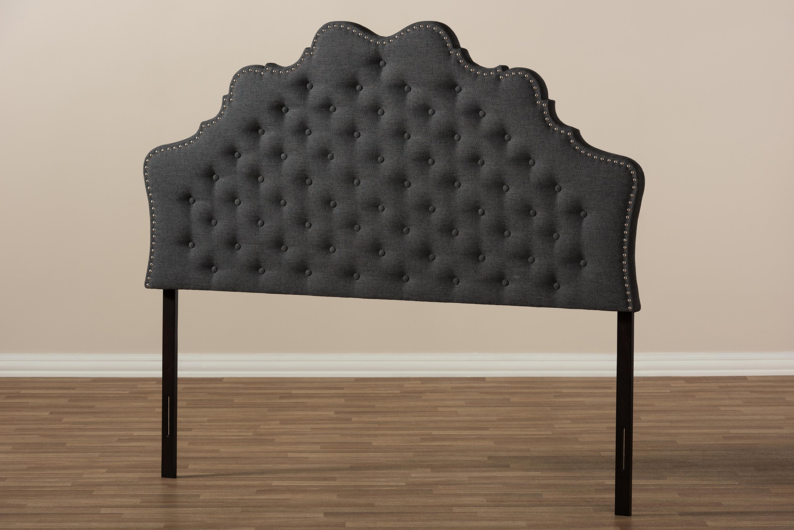 Baxton Studio Matilda Modern Fabric Queen Size Headboard - Dark Grey Upholstered Bed Frame Headboard for Master Bedroom, Guest Room & Home Decor