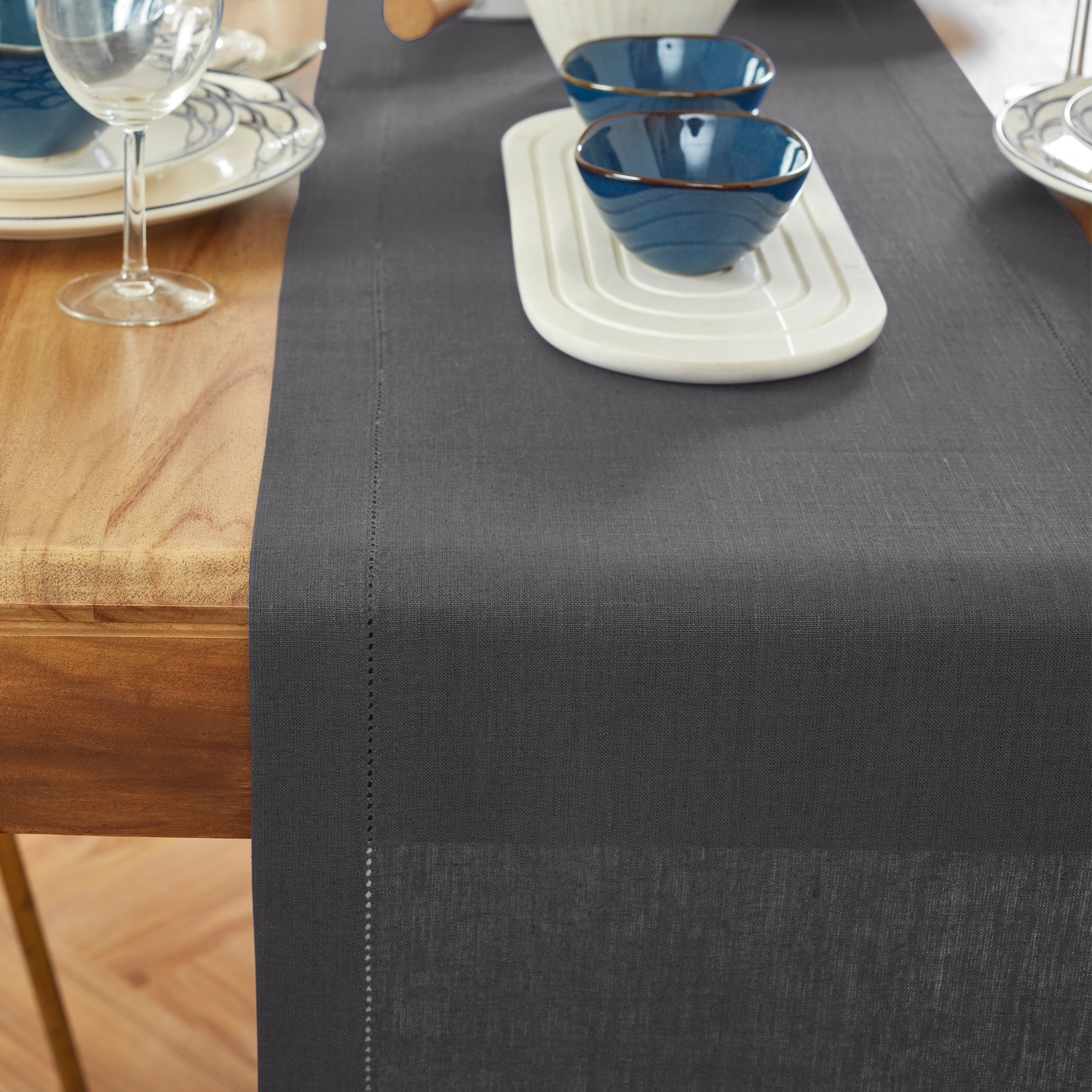 Elegant Medium Weight Hemstitch Table Runner - Perfect for Dining Table Decor, Wedding Centerpieces & Holiday Home Decor