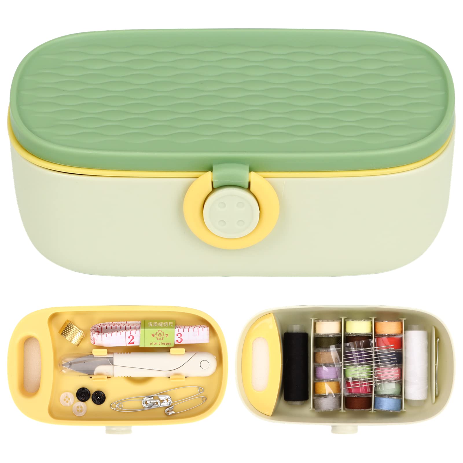 43pcs Portable Sewing Kit with Plastic Storage Box - Complete Hand Sewing Supplies for DIY Projects, Crafts & Travel - Needles, Threads & Repair Tools for Home, Emergency & On-the-Go Sewing Needs