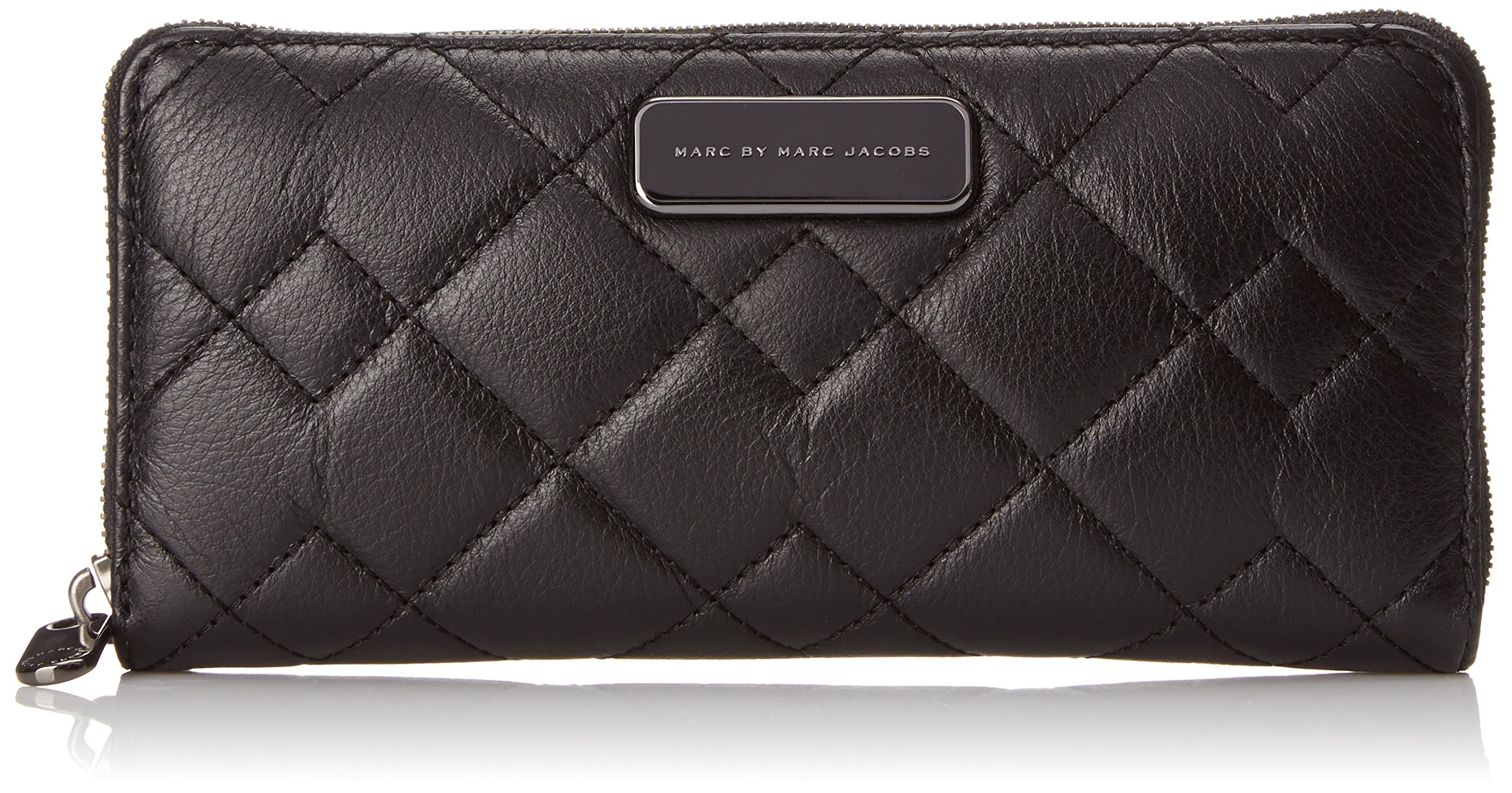 Marc by Marc Jacobs Sophisticato Crosby Quilted Leather Slim Zip-Around Small Wallet for Women - Perfect for Everyday Use, Travel & Gift Giving