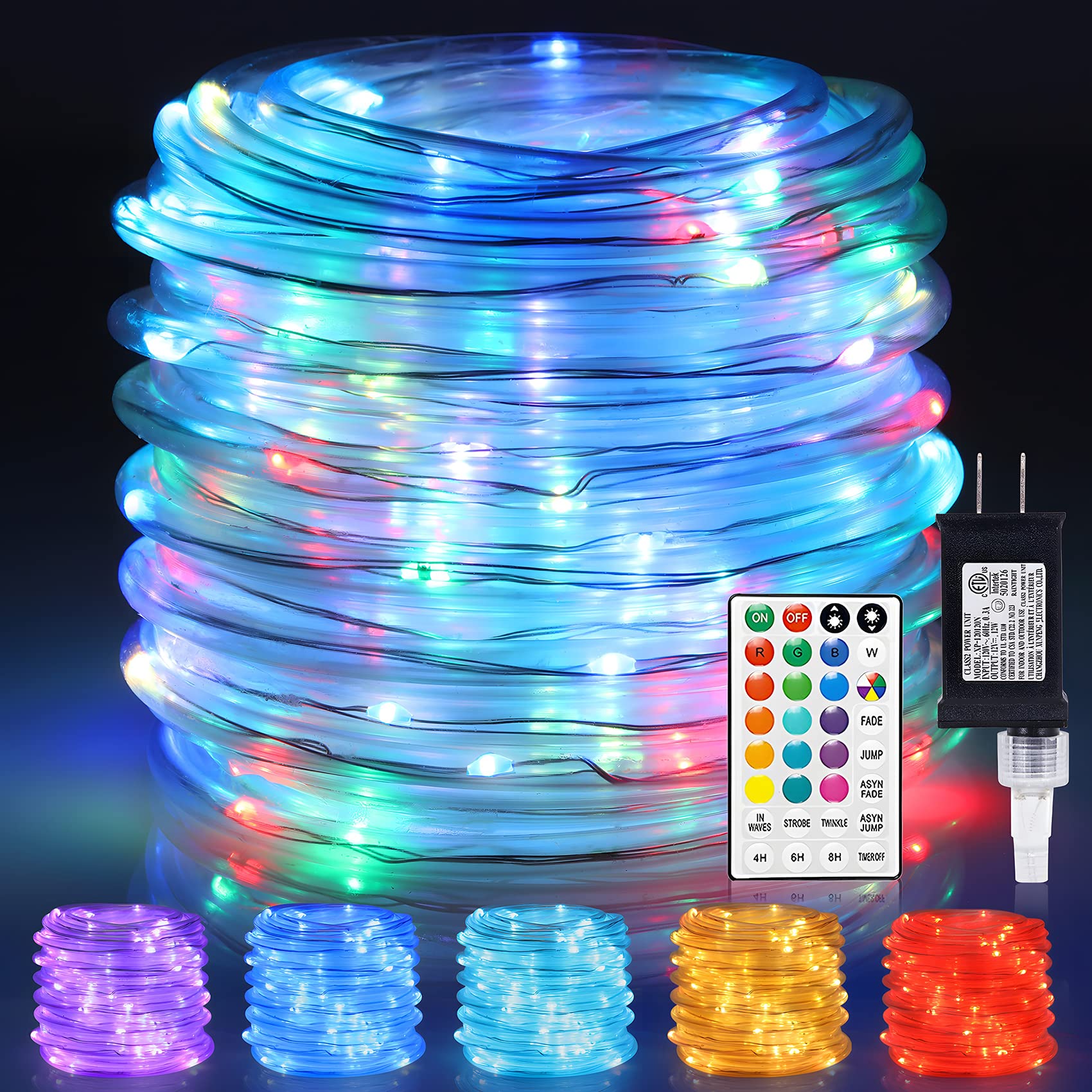 ANJAYLIA 66ft 200 LED Outdoor Rope Lights - Waterproof 16 Color Changing String Lights with Remote Control, Plug-in Indoor/Outdoor Fairy Lights for Bedroom, Garden, Party, Halloween & Christmas Decorations - Perfect for Patio, Wedding, Backyard and Holiday Lighting