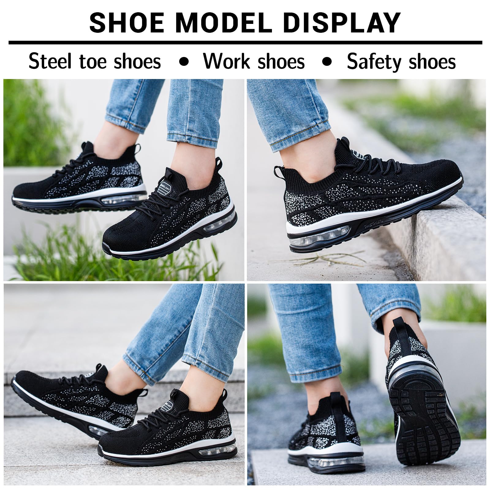 Women's Steel Toe Work Shoes - Breathable Safety Sneakers with Composite Toe | Lightweight & Comfortable for Construction, Warehouse & Outdoor Work