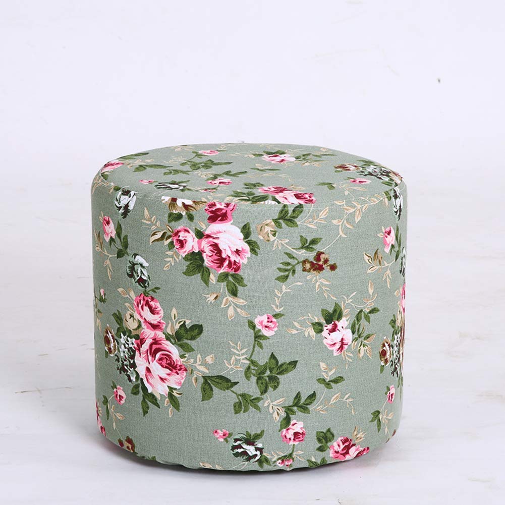 DYPXG Round Footrest Ottoman with Detachable Linen Cover - Portable Upholstered Foot Stool for Living Room, Bedroom & Sofa - Perfect for Relaxing, Shoe Changing & Home Decor