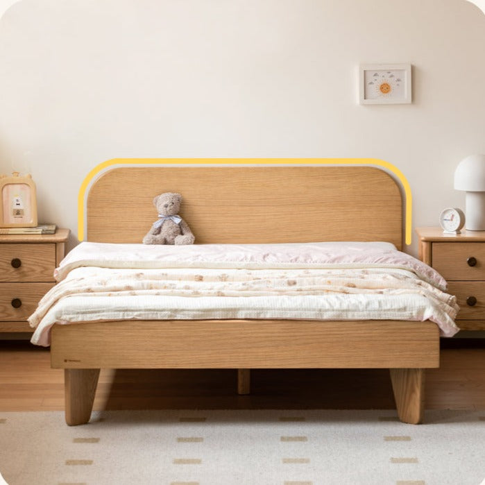 Solid Oak Wood Kids Bed - Sturdy & Safe Toddler Bed Frame for Boys & Girls - Perfect for Nursery, Bedroom, or Playroom