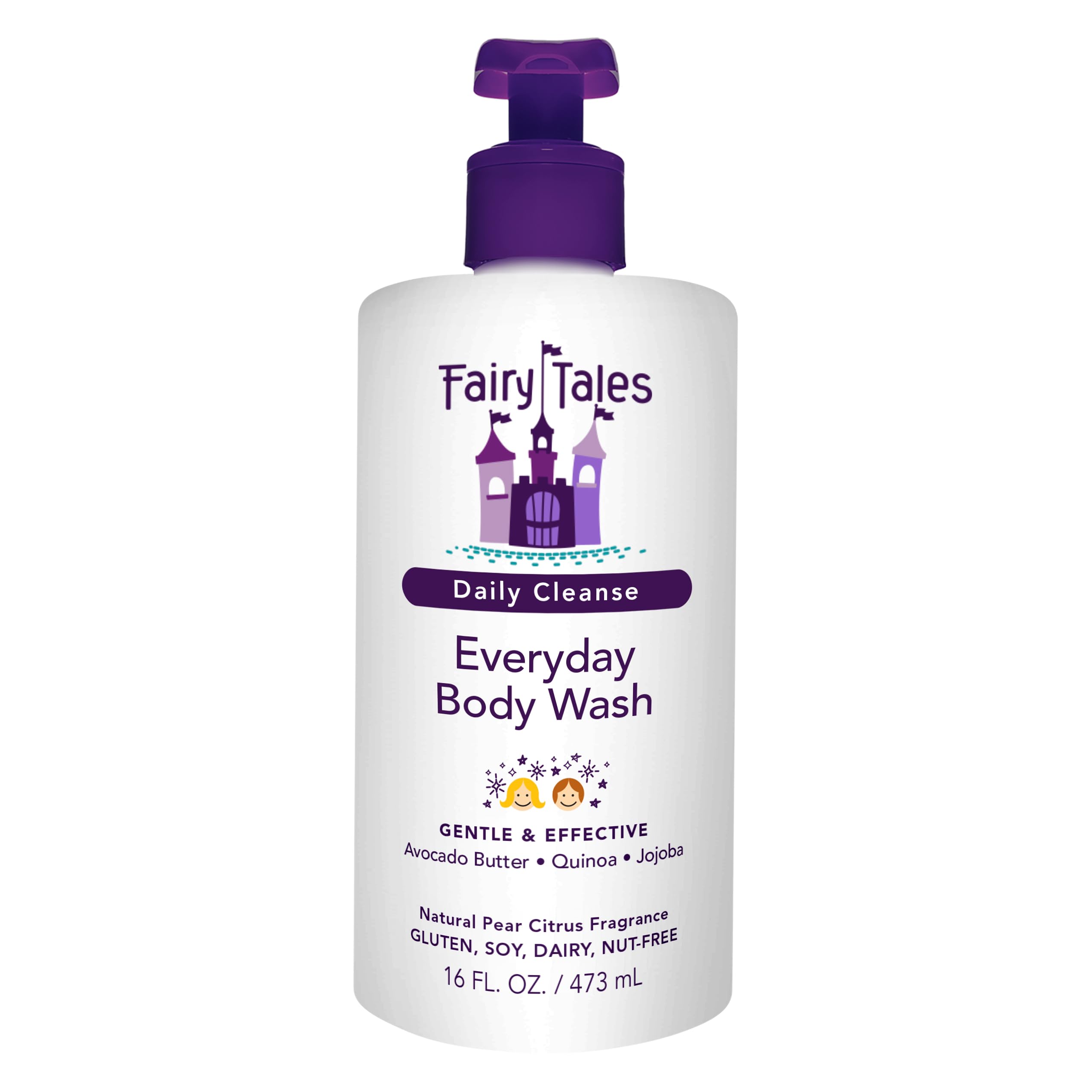 Fairy Tales Daily Cleanse Kids Body Wash - Gentle & Safe for Toddlers & Children | Tear-Free, Chemical-Free 16oz Bottle | Perfect for Bath Time, Shower & Sensitive Skin Care