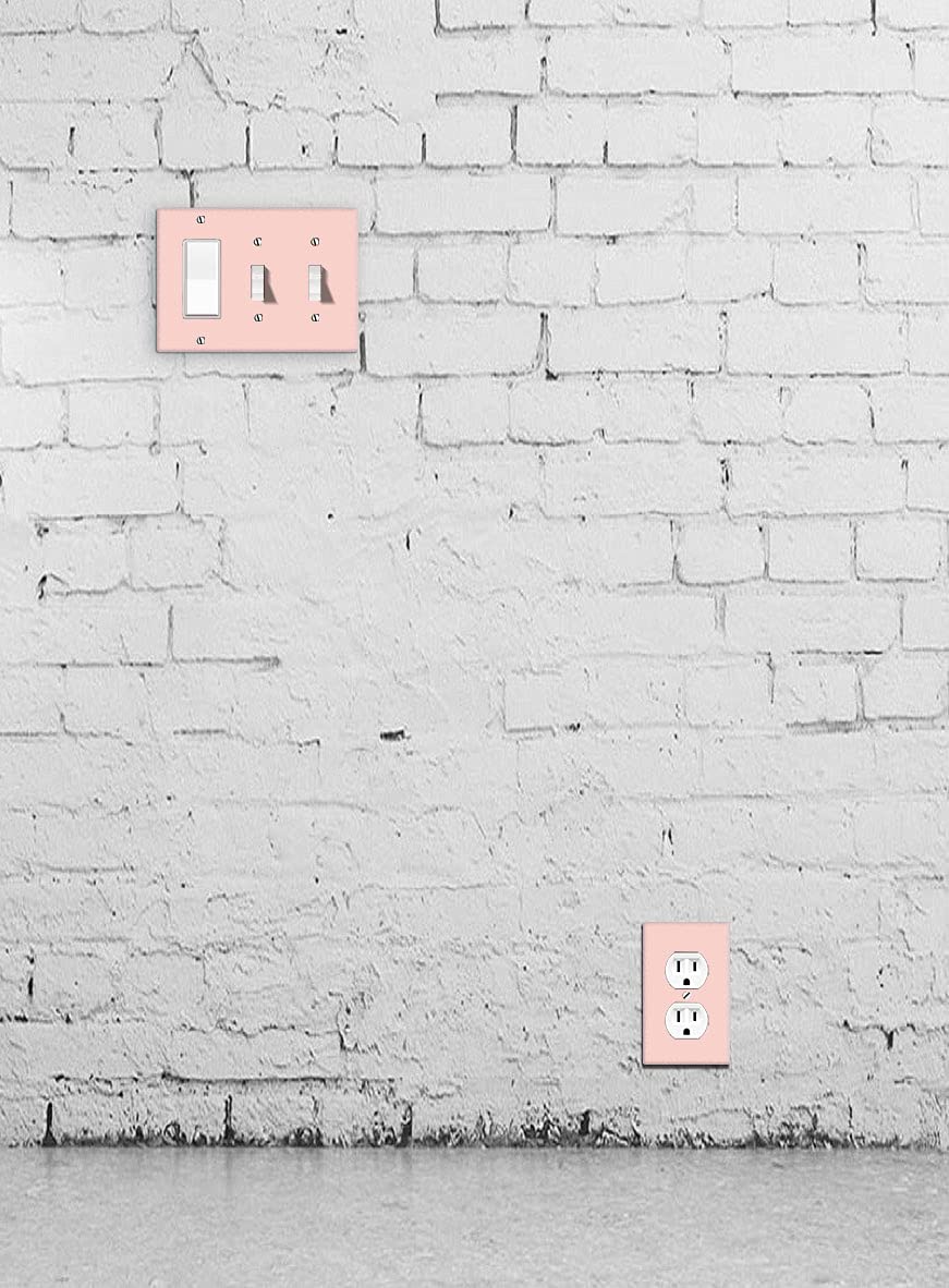 WIRESTER 3-Gang Light Switch Plate Cover - 1 Decorator & 2 Toggle Style, Solid Light Pink (2-Pack) - Perfect for Bedrooms, Living Rooms & Home Decor Upgrades