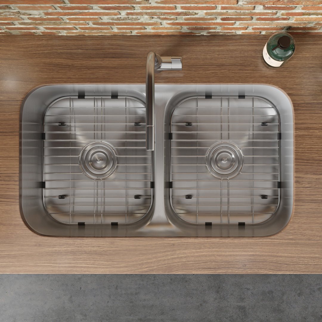32 Inch 50/50 Double Bowl Undermount Kitchen Sink - 16 Gauge Stainless Steel, Low Divide Design for Easy Cleaning | Perfect for Busy Kitchens, Restaurants & Food Prep Areas