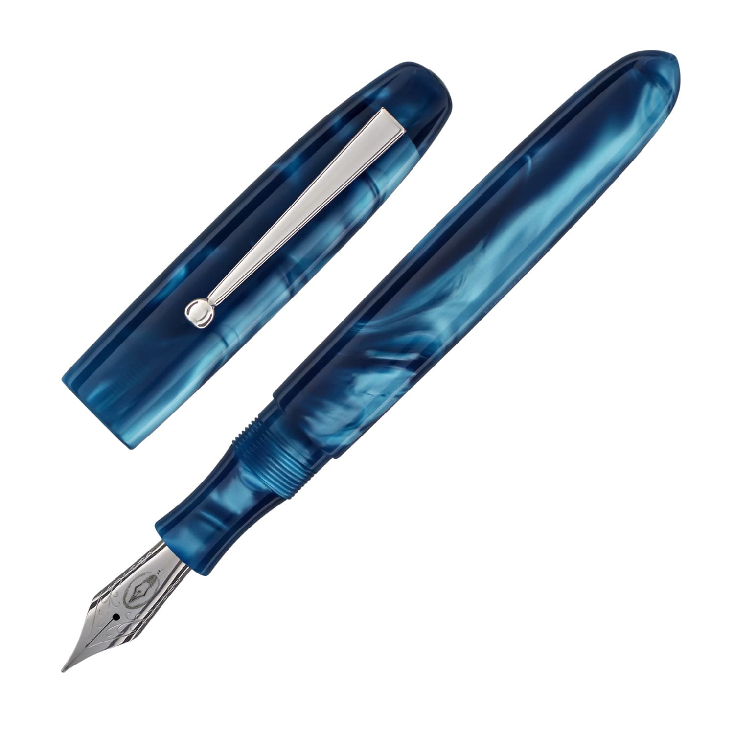 Premium Edison Collier Fountain Pen - Azure Skies Blue Ink Calligraphy Pen for Writing, Journaling & Gifting - Smooth Nib Luxury Pen for Professionals & Students