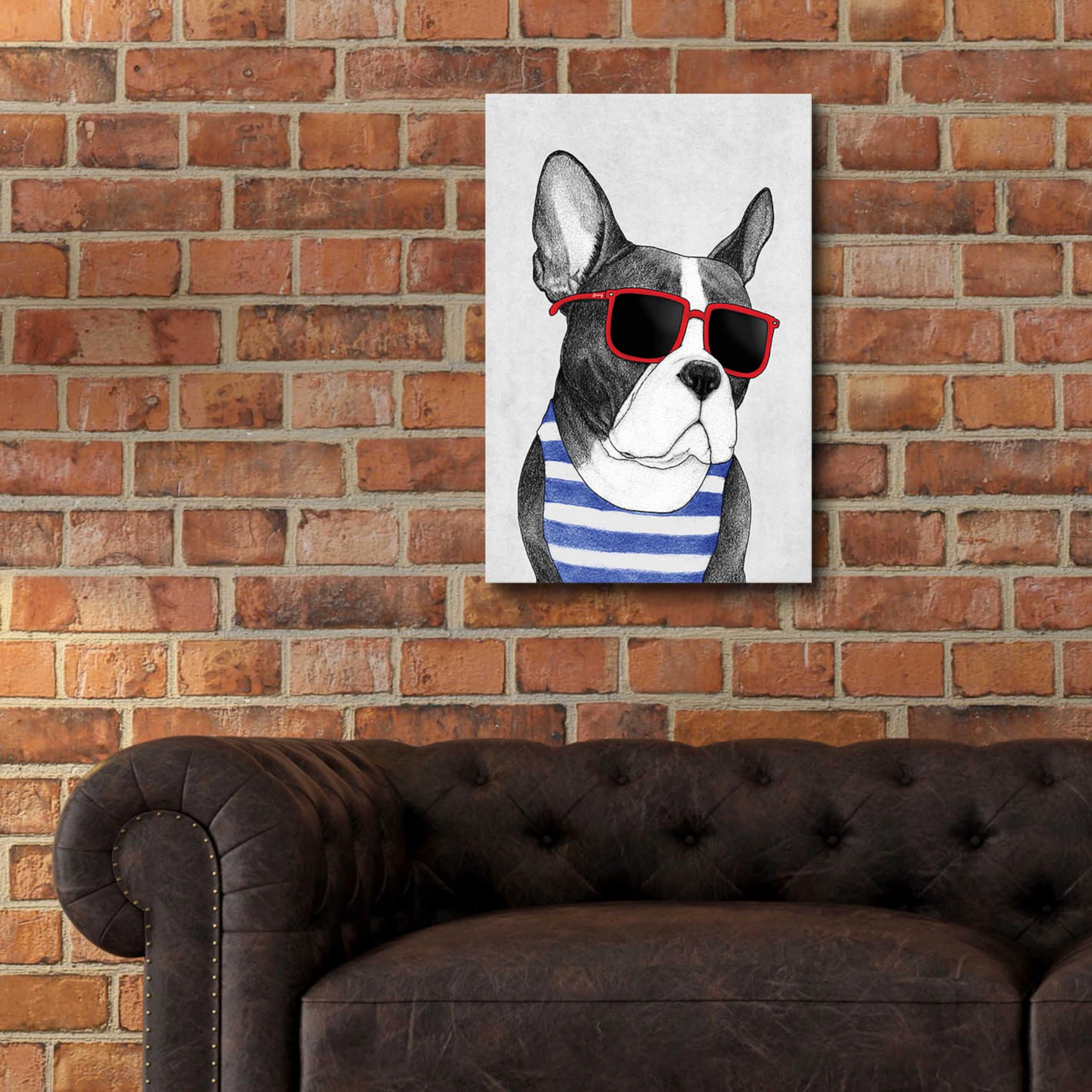 Barruf Acrylic Glass Wall Art - 'Frenchie Summer Style' Modern Dog Painting, 16x24 Inches, Vibrant Home Decor for Living Room, Bedroom & Office