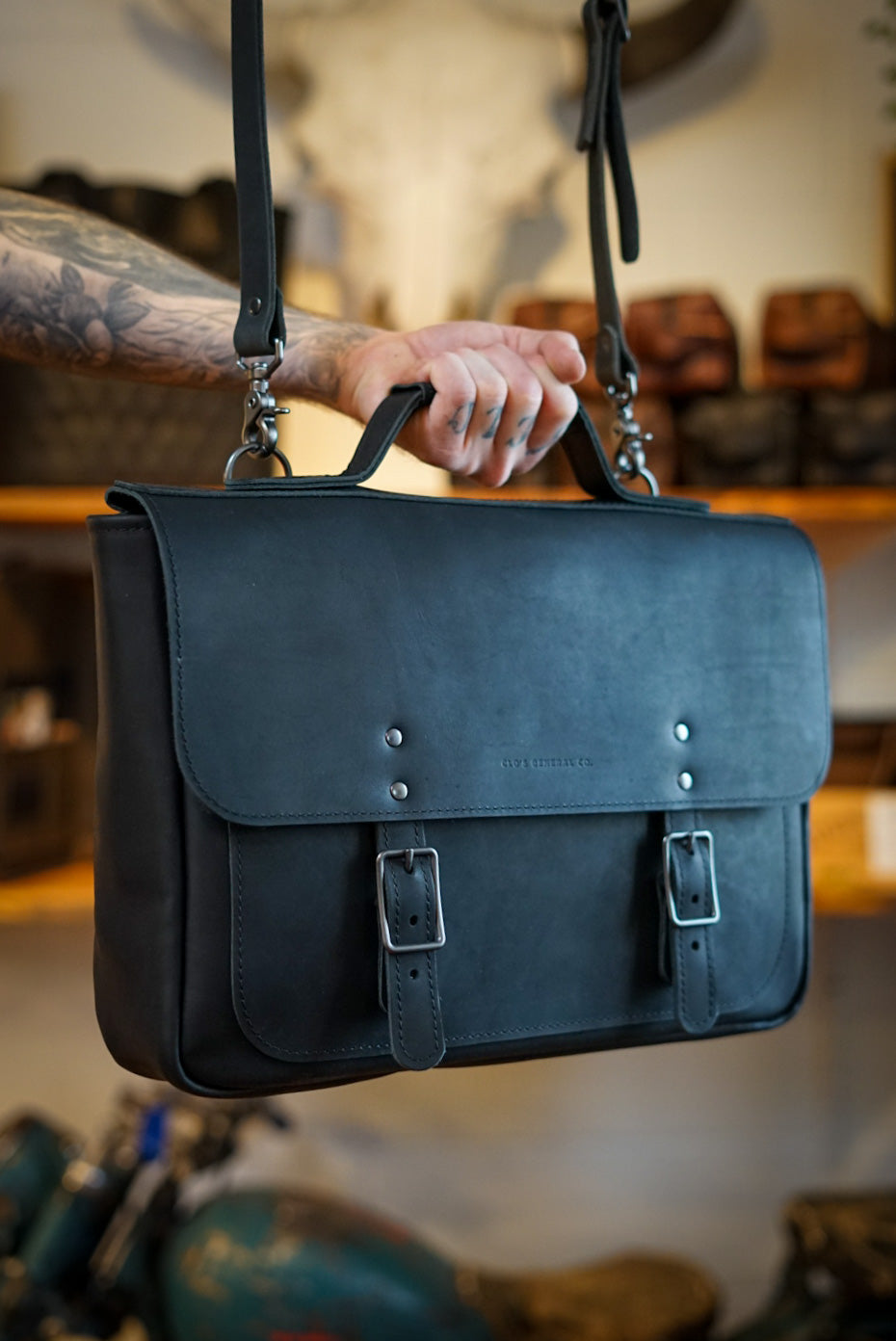 16 Inch Messenger Bag for Men & Women - Durable Crossbody Shoulder Bag (Flat Black) - Perfect for Work, Travel & Daily Commute
