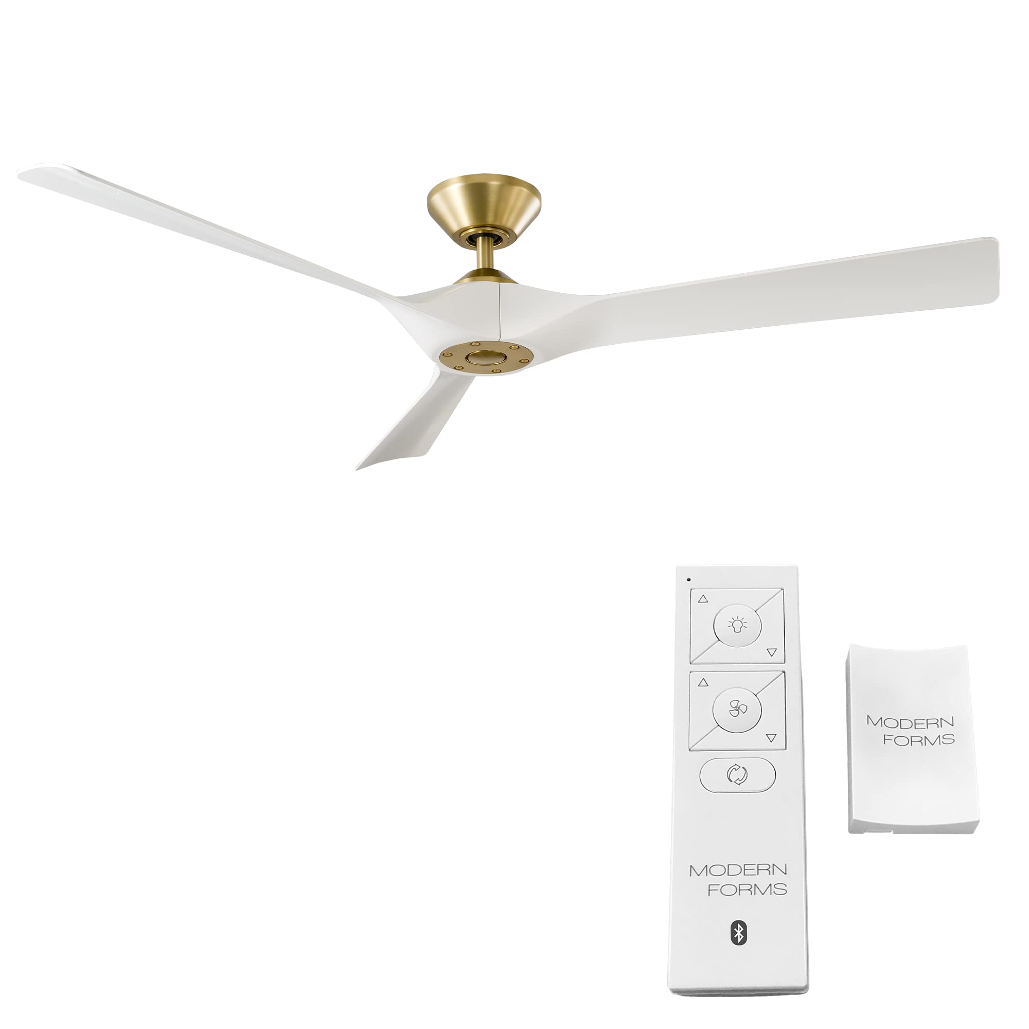 Torque Smart 58-Inch 3-Blade Ceiling Fan with Remote Control, Satin Brass/White Finish, Alexa-Compatible, iOS & Android App Integration - Perfect for Living Rooms, Bedrooms, and Patios
