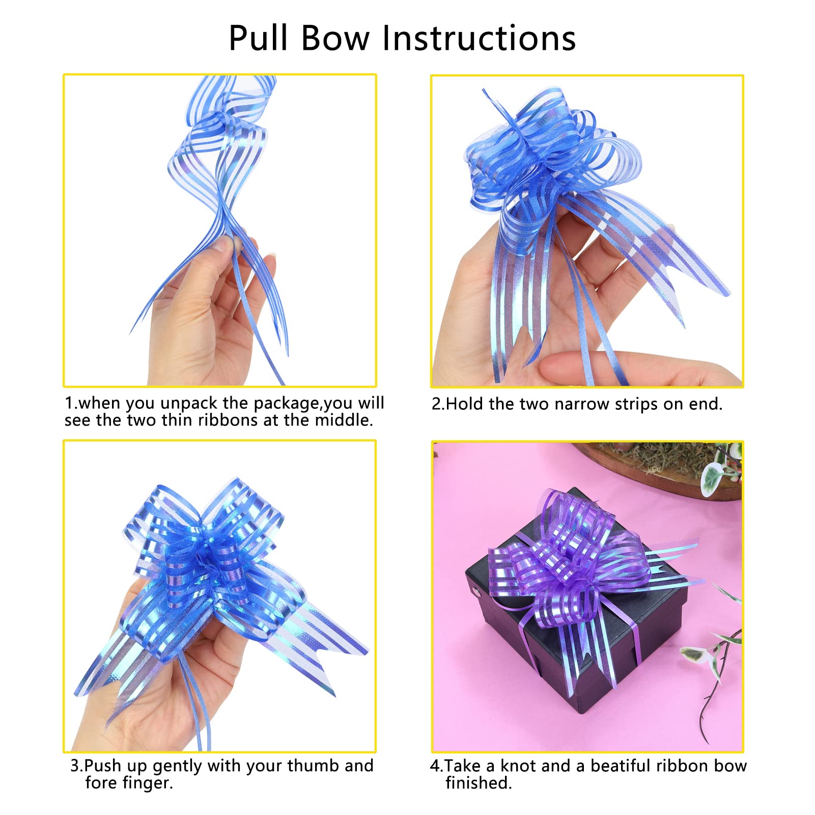 Pull Bow Organza Gift Wrapping Ribbons - 10pcs 3.6
