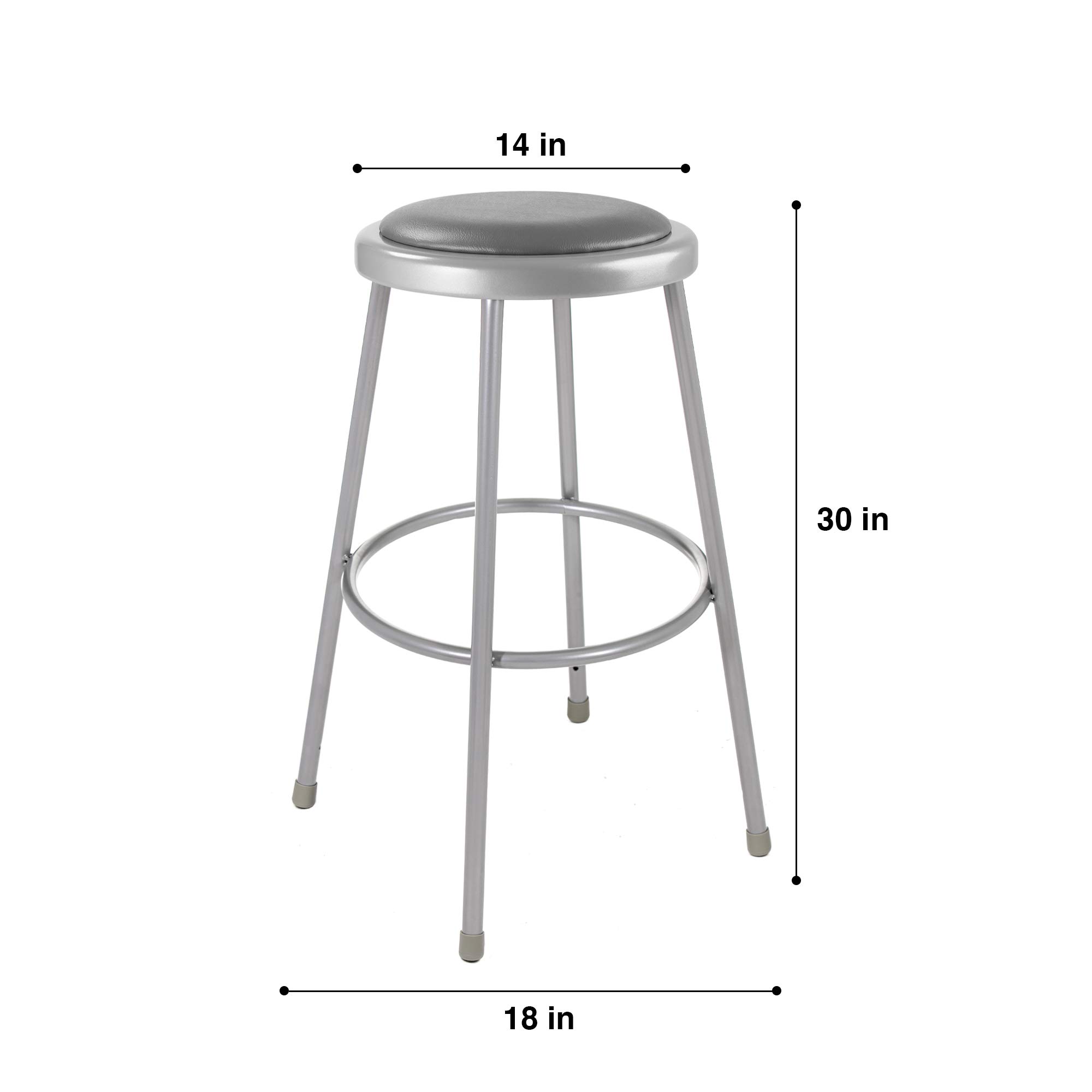OEF Furnishings (2 Pack) Grey Vinyl Padded Bar Stools 30 Inch Height - No Assembly Required - Perfect for Kitchen Island, Breakfast Nook & Home Bar Seating