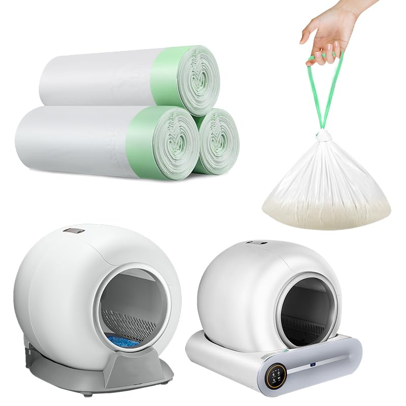 60 Count Self-Cleaning Litter Box Liners - Heavy Duty Drawstring Waste Bags (19