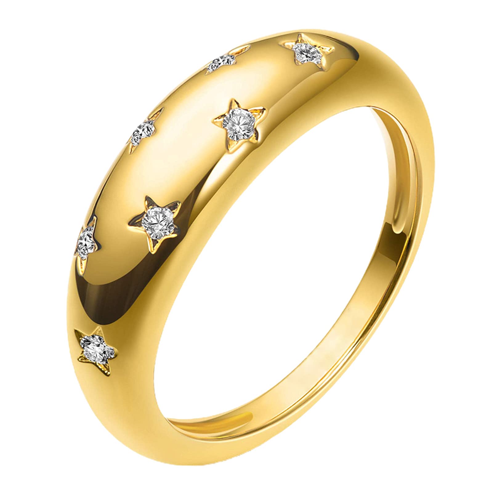 Exquisite Star Pattern Fashion Wedding Engagement Ring - Stylish Alloy Jewelry Gift for Women (Size US 6) | Perfect for Proposals, Anniversaries & Romantic Occasions