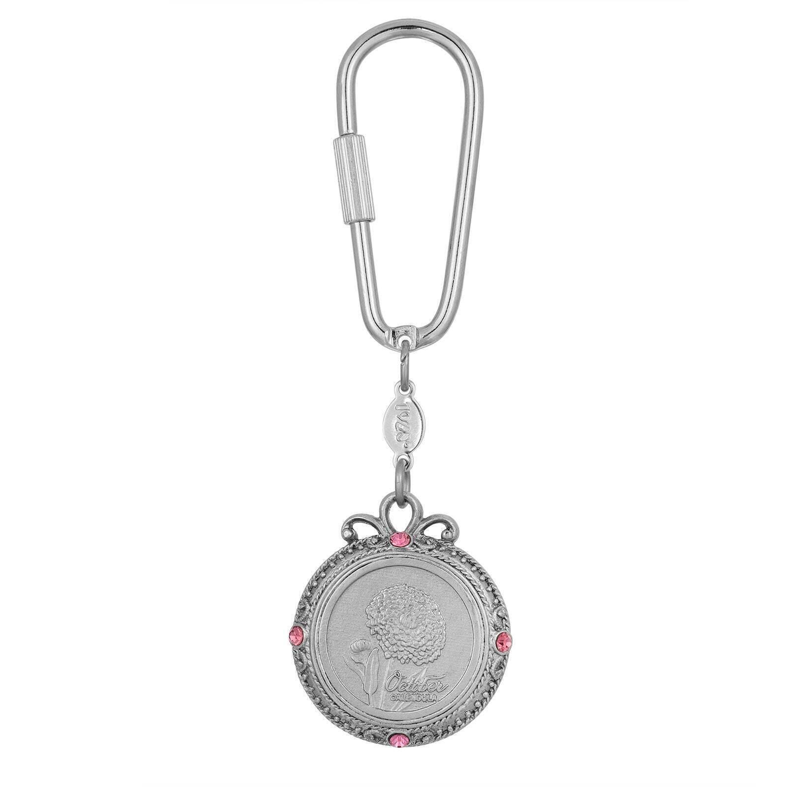 1928 Jewelry Crystal Flower of The Month Carabiner Keychain - Elegant Birthstone Key Ring for Women, Perfect Gift for Birthday, Anniversary & Special Occasions