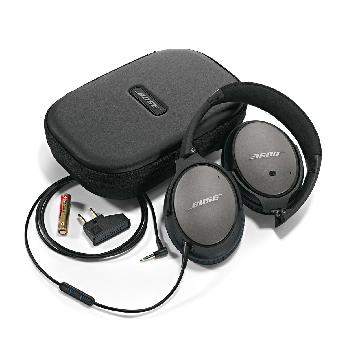 Bose QuietComfort 25 Wired Noise Cancelling Headphones for Samsung & Android - Black (Renewed) | Studio, Travel & Office Use with 3.5mm Jack
