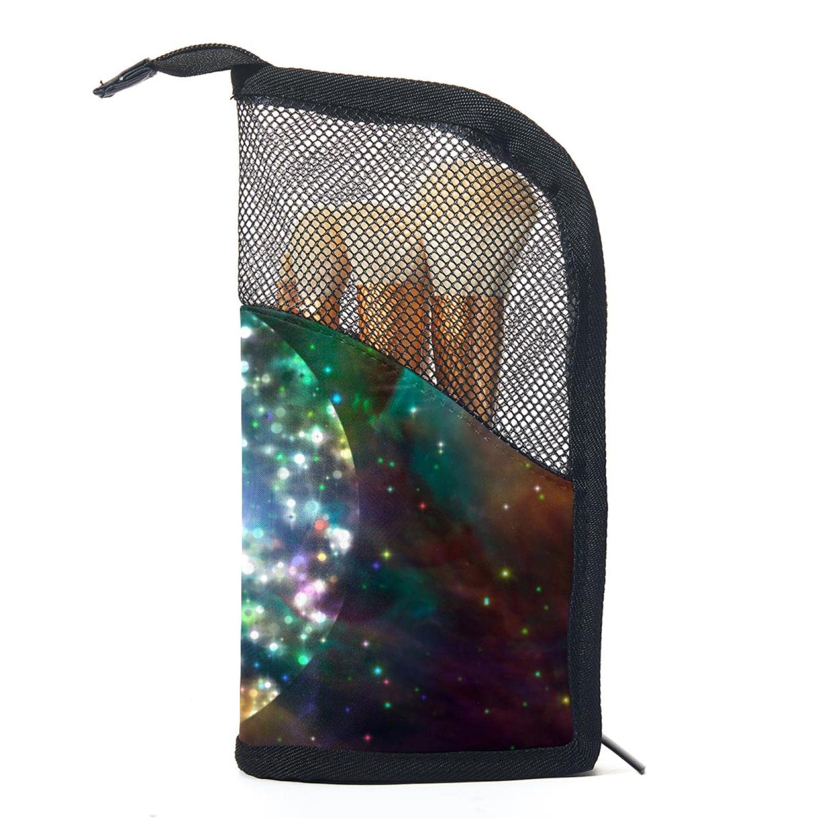 **Nebula Yin Yang Galaxy Makeup Brush Organizer Bag with 12 Brushes – Portable Cosmetic Brush Holder Case for Travel & Home Storage**
