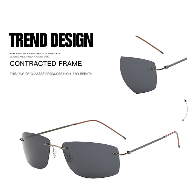VisionAir Rimless Large Rectangle Polarized Sunglasses for Men & Women - UV400 Protection, Lightweight & Stylish - Perfect for Driving, Beach, and Outdoor Activities