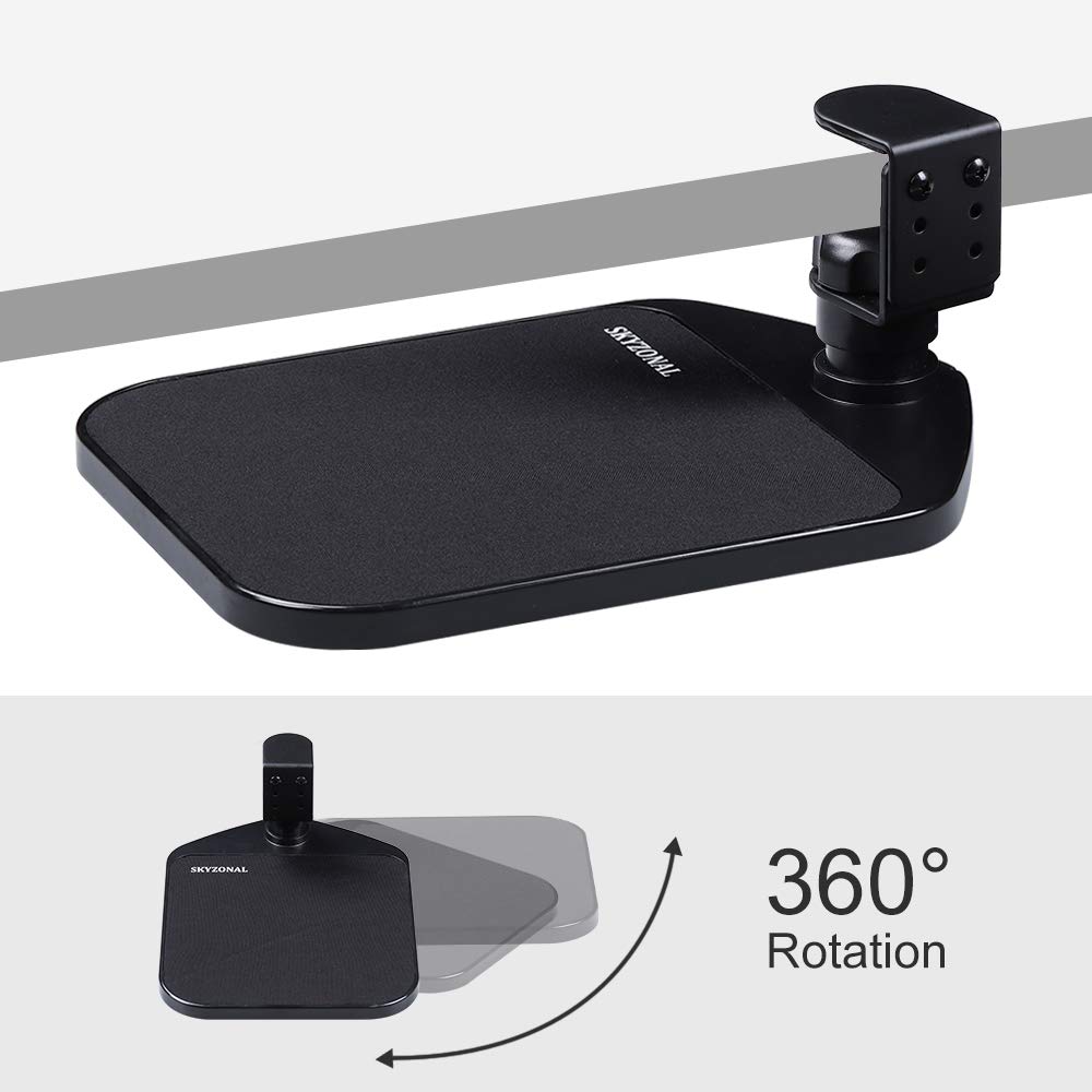 SKYZONAL Ergonomic Mouse Platform - Under Desk Wrist Support Mouse Pad (Black) for Office & Gaming - Reduce Wrist Pain & Improve Comfort