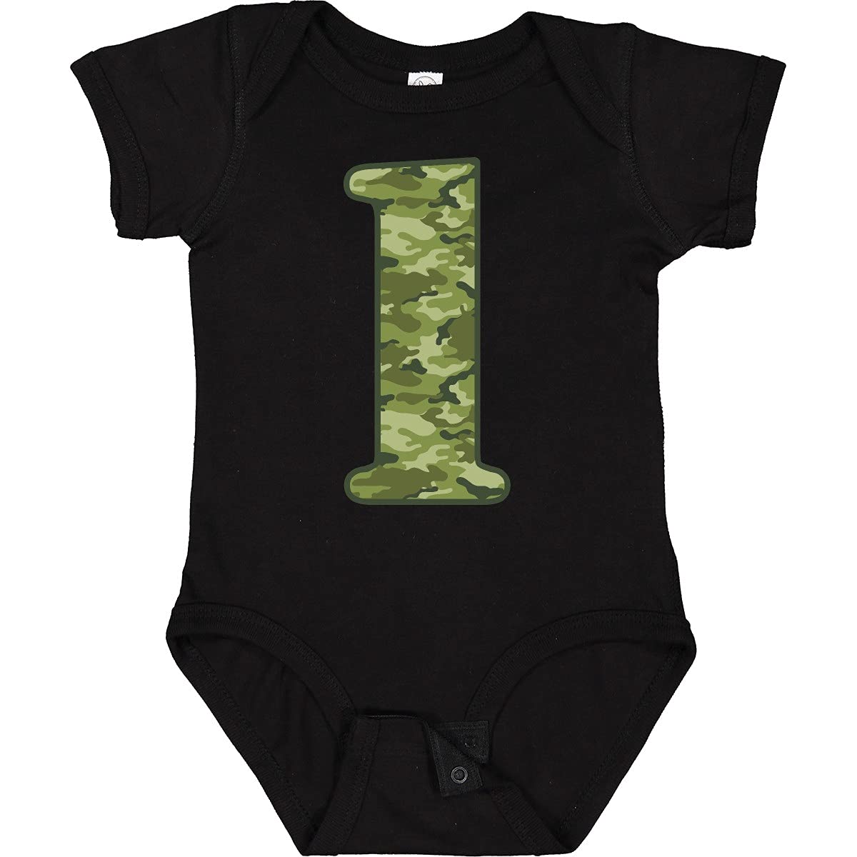 Inktastic Green Camo 1st Birthday Baby Bodysuit - Cute Camouflage Onesie for Boys & Girls - Perfect 1 Year Old Birthday Outfit, Photo Shoot & Party Wear