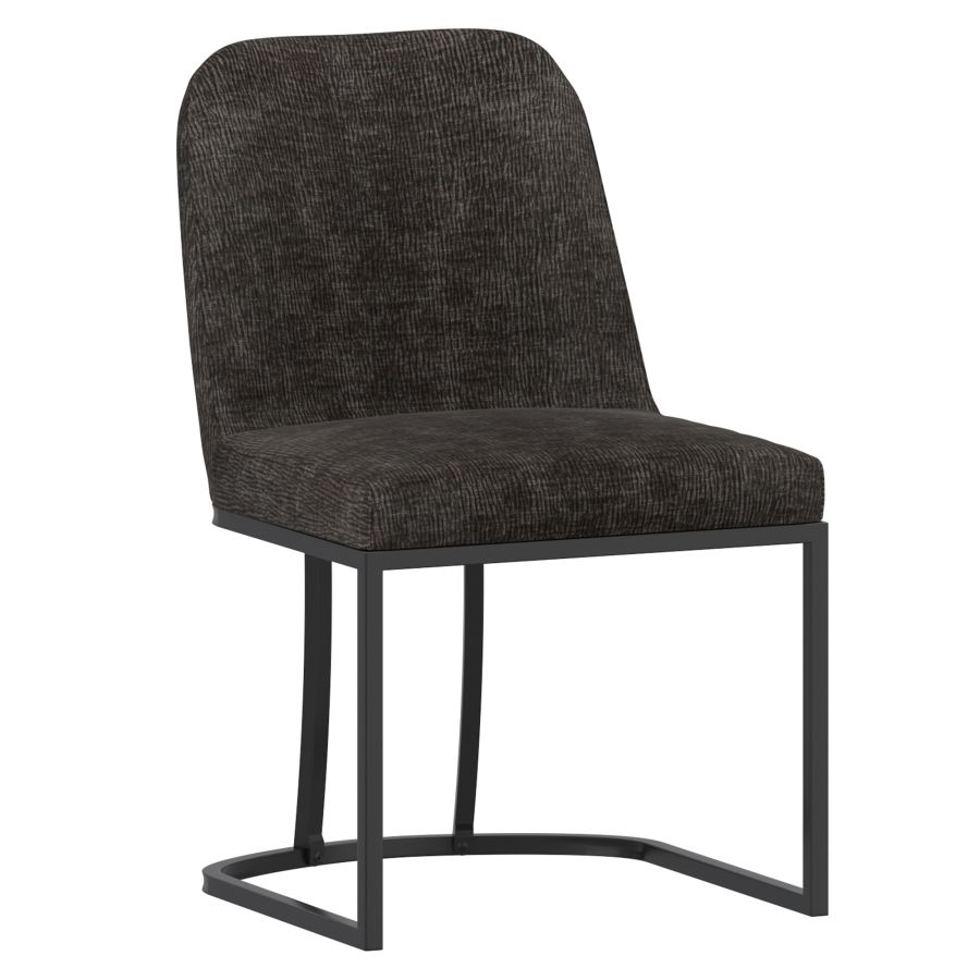 Dario Dining Chairs Set of 2 - Modern Charcoal Fabric Upholstered Kitchen Chairs with Sturdy Metal Legs - Perfect for Dining Room, Kitchen, or Breakfast Nook