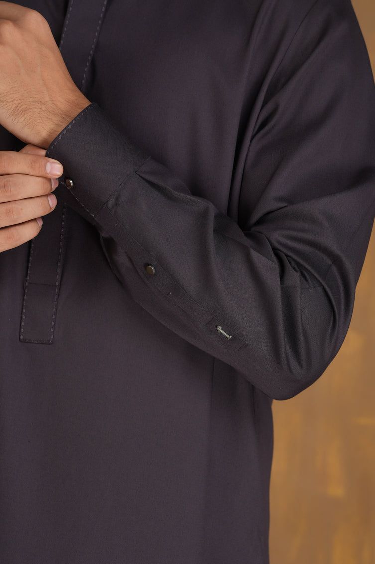 Premium Blended Deep Purple Jubba by J. Junaid Jamshed - Elegant Islamic Abaya for Women - Perfect for Eid, Weddings & Special Occasions