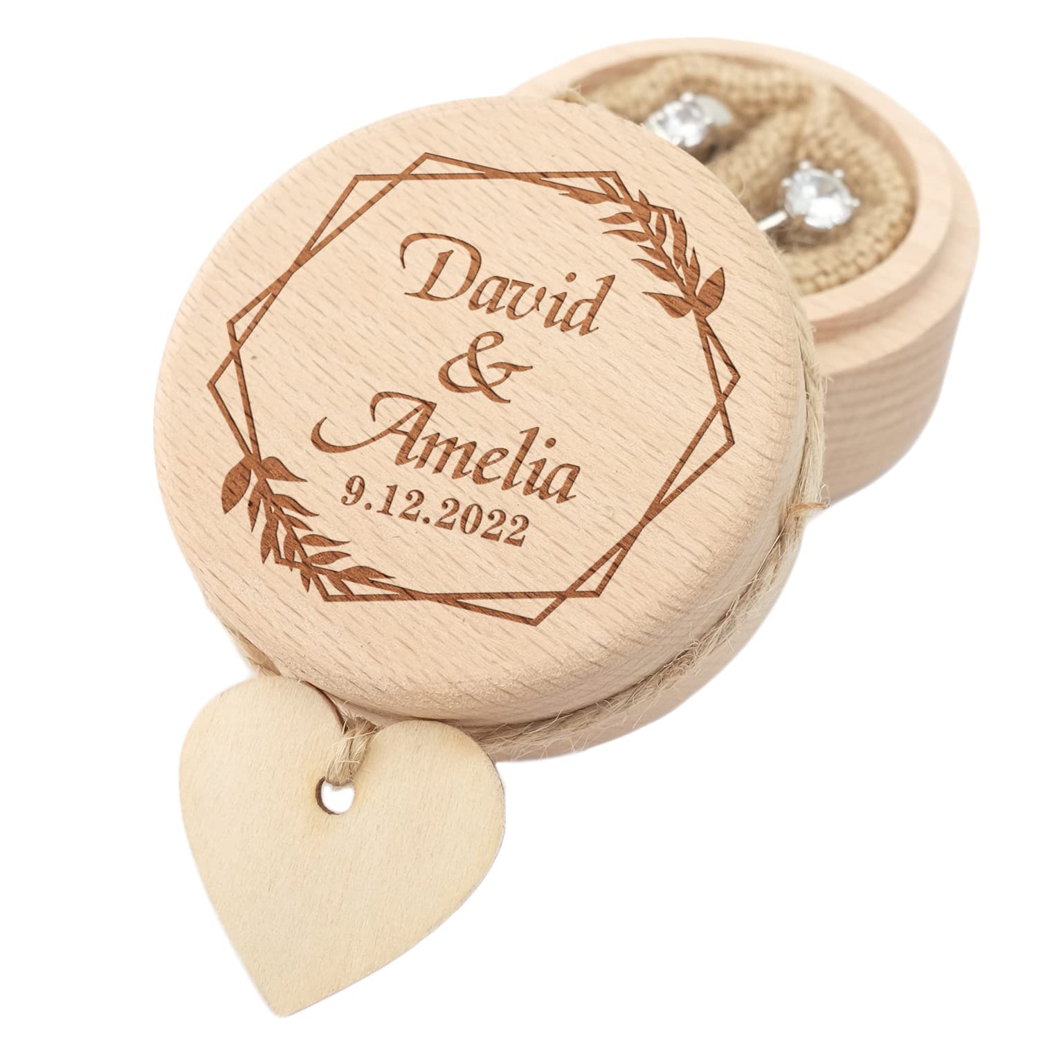 Personalized Wedding Ring Box - Custom Engraved Wood Ring Bearer Box for Proposal & Engagement Gift with Name & Date - Perfect for Wedding Ceremonies, Vow Renewals & Romantic Surprises