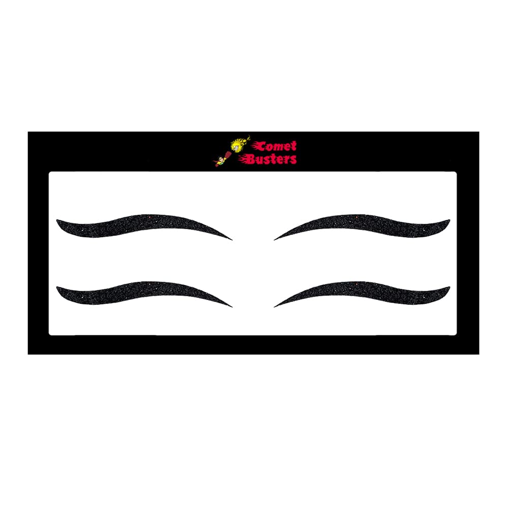 Comet Busters Glitter Black Eyeliner Stickers (EYE124) - Waterproof Eye Makeup Decals for Parties, Halloween & Cosplay
