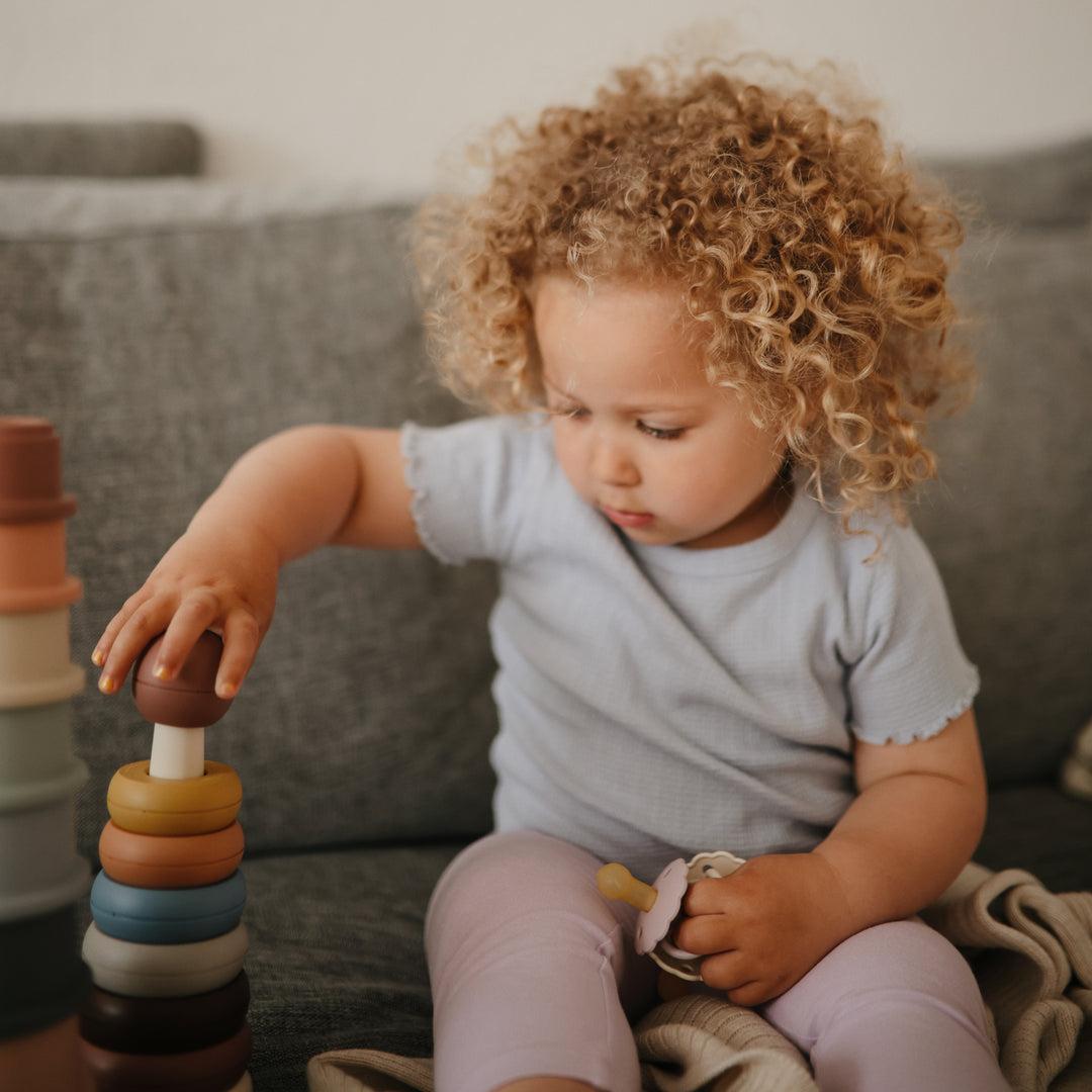 Mushie Stacking Rings Toy for Babies & Toddlers - Montessori Educational Wooden Rainbow Stacker for Early Learning, Fine Motor Skills Development - Perfect for Playtime, Daycare & Sensory Play Activities