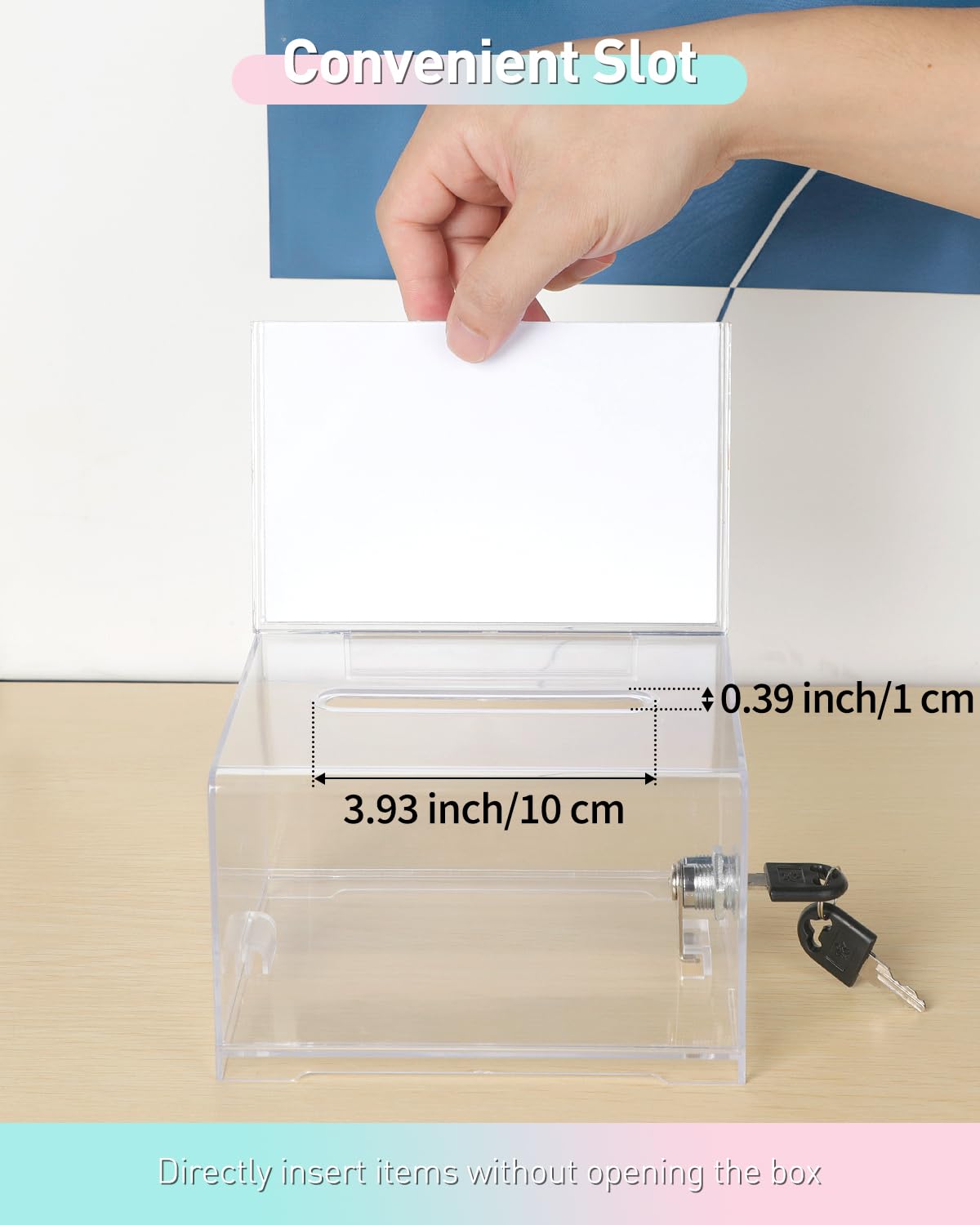 Uniclife Clear Acrylic Donation Box with Lock & Sign Holder - 6.2