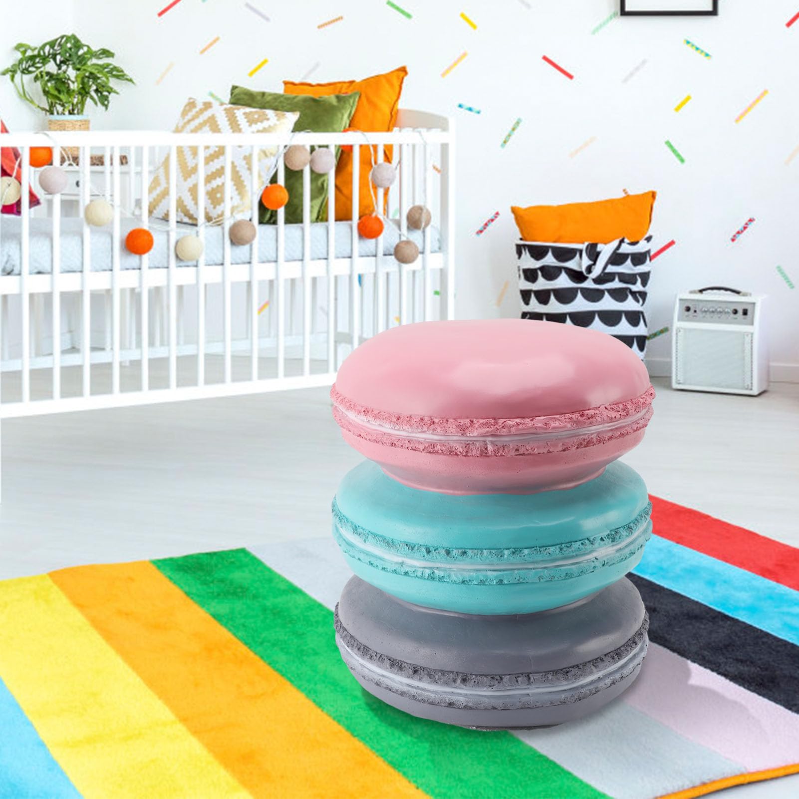 Macaron Biscuit Shaped Cute Food Shoe Stool - Compact Foot Rest for Living Room, Bedroom & Office - Ergonomic Support for Work, Gaming & Relaxation
