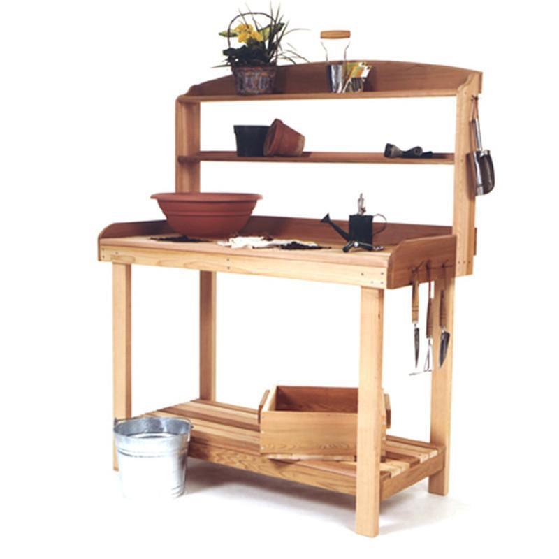 Premium Cedar Potting Bench with Storage Shelf - Heavy Duty Garden Workstation for Planting, Transplanting & Outdoor Gardening - Perfect for Backyard, Patio & Greenhouse Use