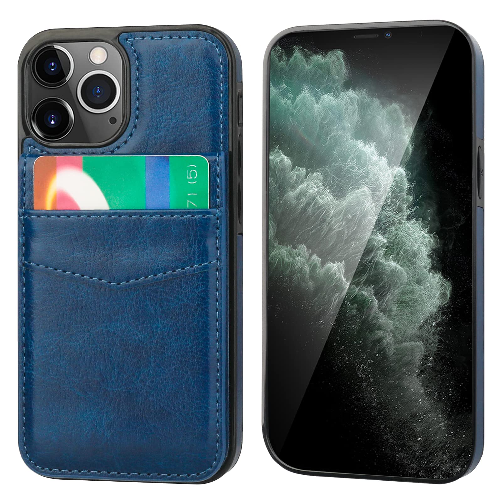 Premium Leather iPhone 12 Pro Max Case with Magnetic Wallet & Kickstand - Heavy Duty Protective Cover with Credit Card Holder for 6.7 Inch iPhone (Blue) | Perfect for Work, Travel & Everyday Use