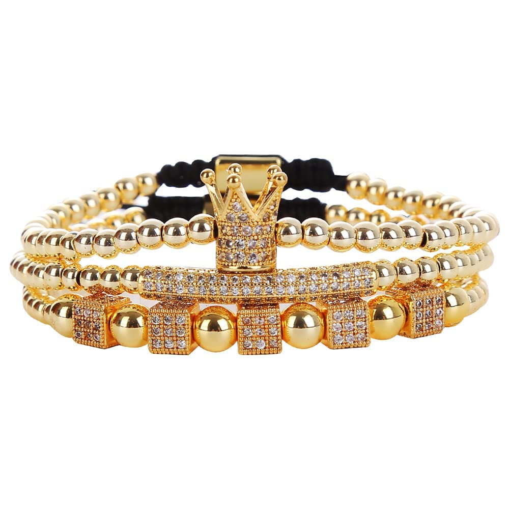 HYHONEY Men's Beaded Bracelet - Stainless Steel Micro Pave Zircon Cuff Bangle for Men & Women | Perfect for Casual Wear, Gifts & Special Occasions